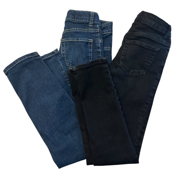 Cat & Jack Girls 12 Blue Straight Jeans and Girls 12 Black Skinny Jeans BUNDLE! - Picture 2 of 13